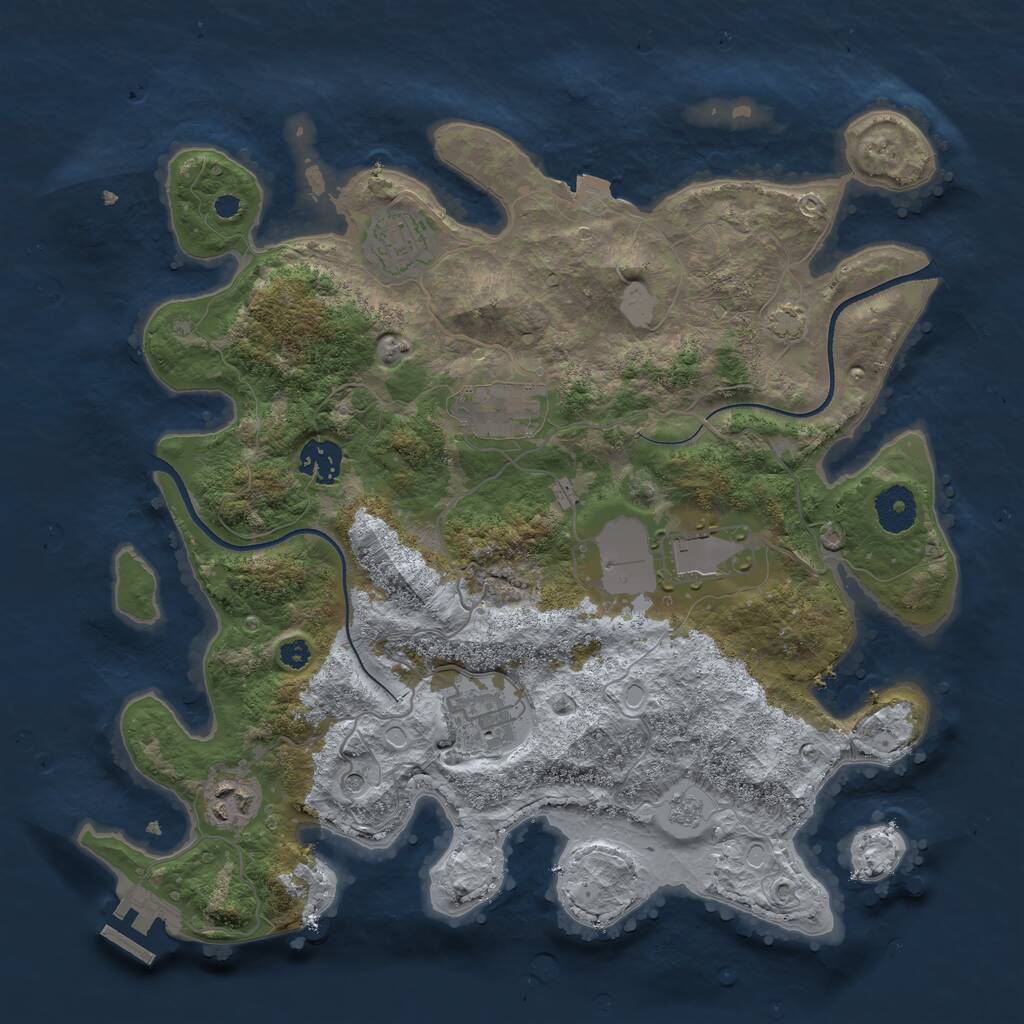 Rust Map: Procedural Map, Size: 3500, Seed: 563887, 11 Monuments