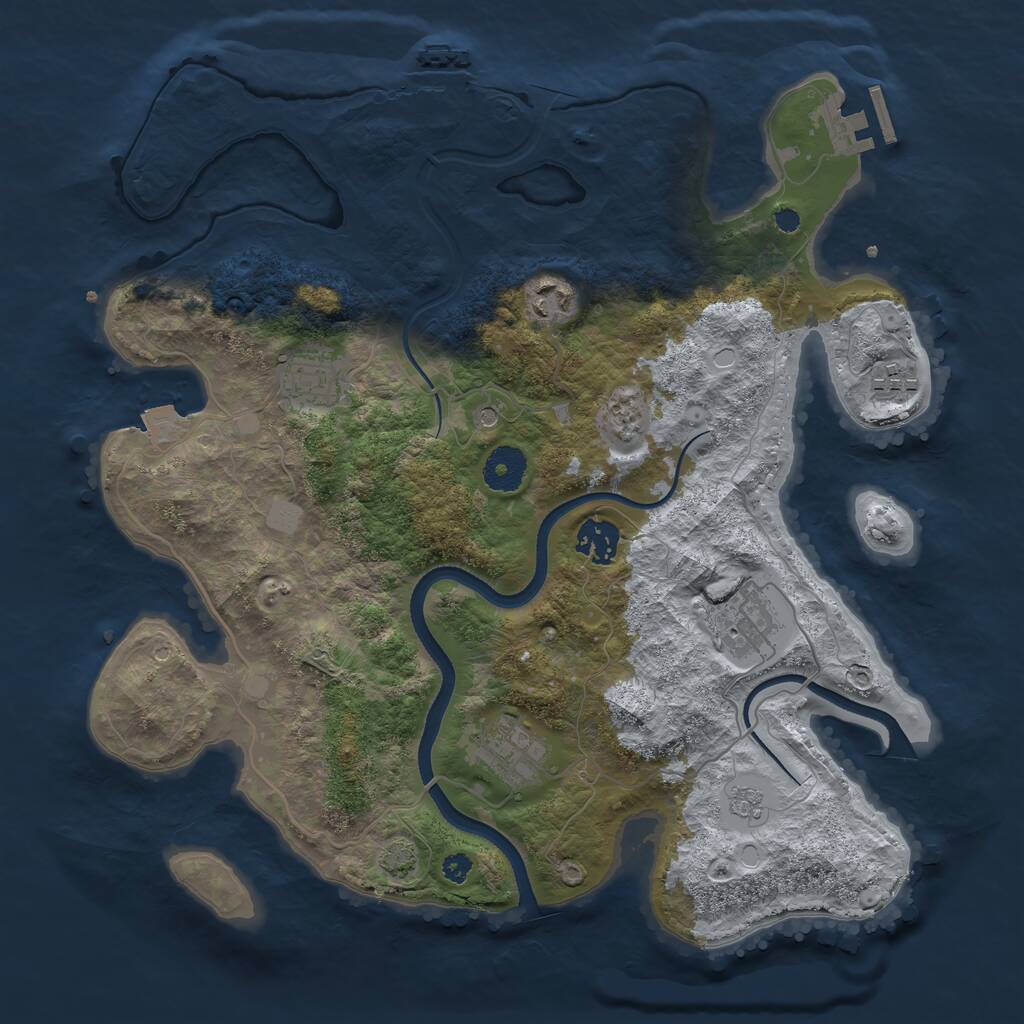 Rust Map: Procedural Map, Size: 3497, Seed: 7875820, 12 Monuments