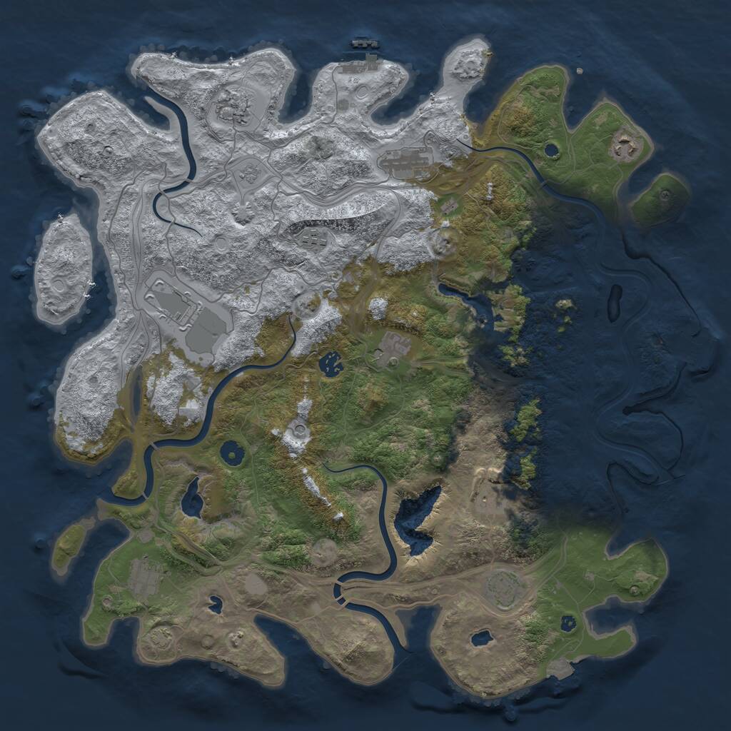 Rust Map: Procedural Map, Size: 4500, Seed: 1261698873, 16 Monuments