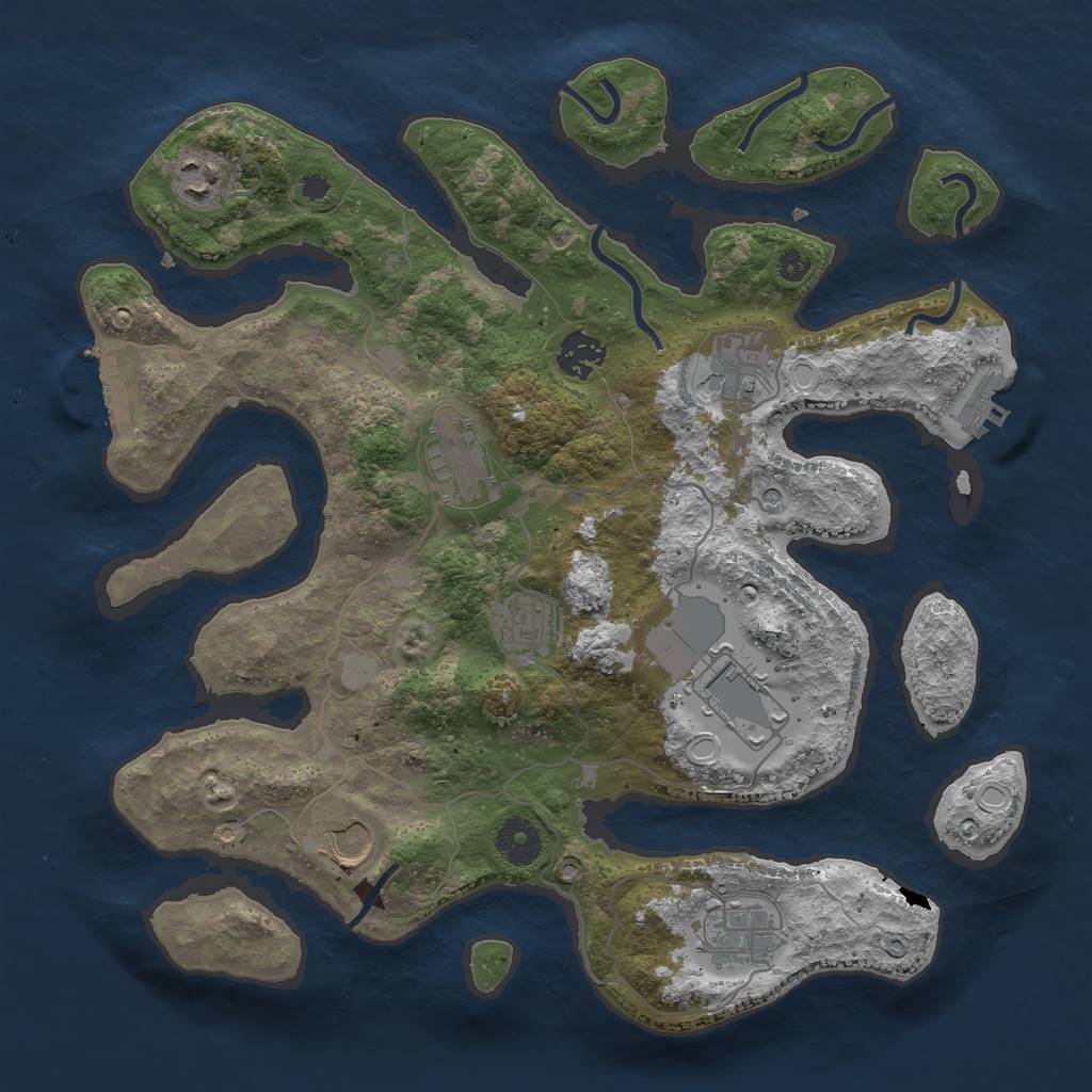Rust Map: Procedural Map, Size: 3550, Seed: 399207, 16 Monuments