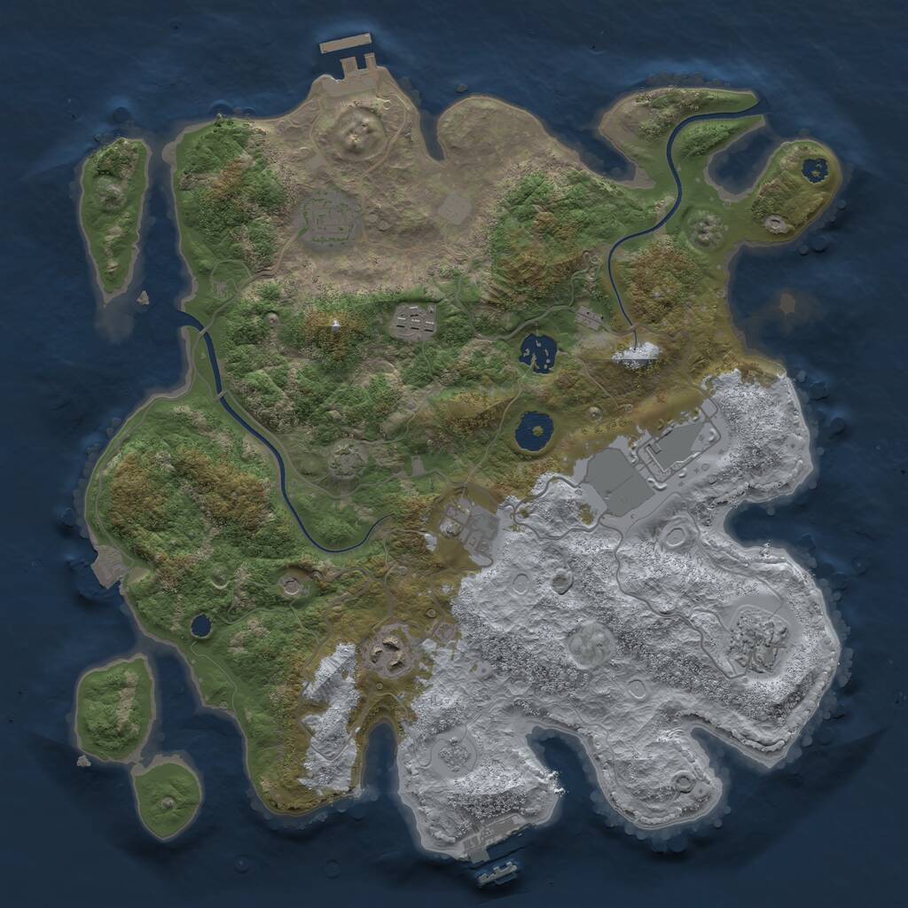 Rust Map: Procedural Map, Size: 3550, Seed: 70428, 13 Monuments