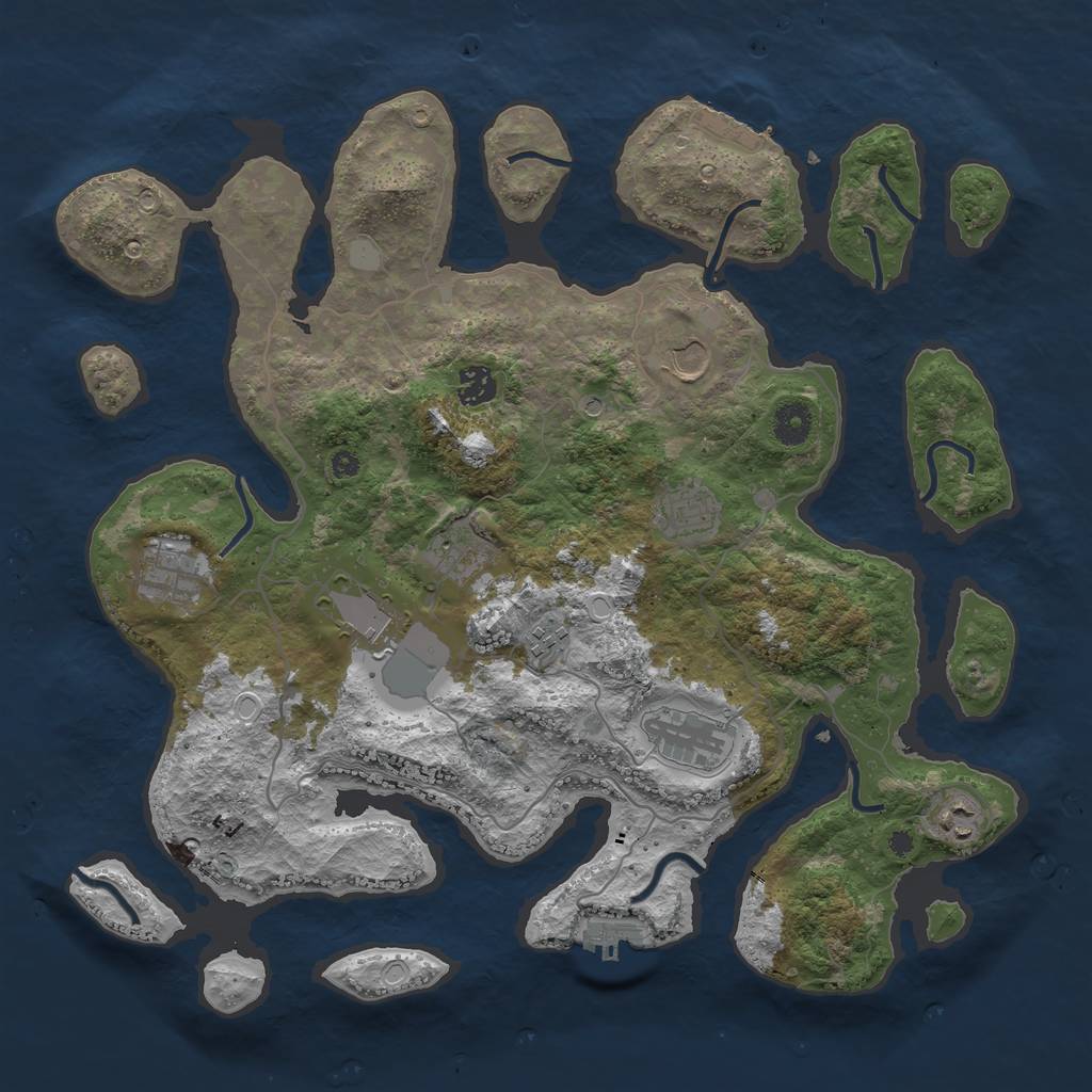 Rust Map: Procedural Map, Size: 4000, Seed: 79883, 17 Monuments