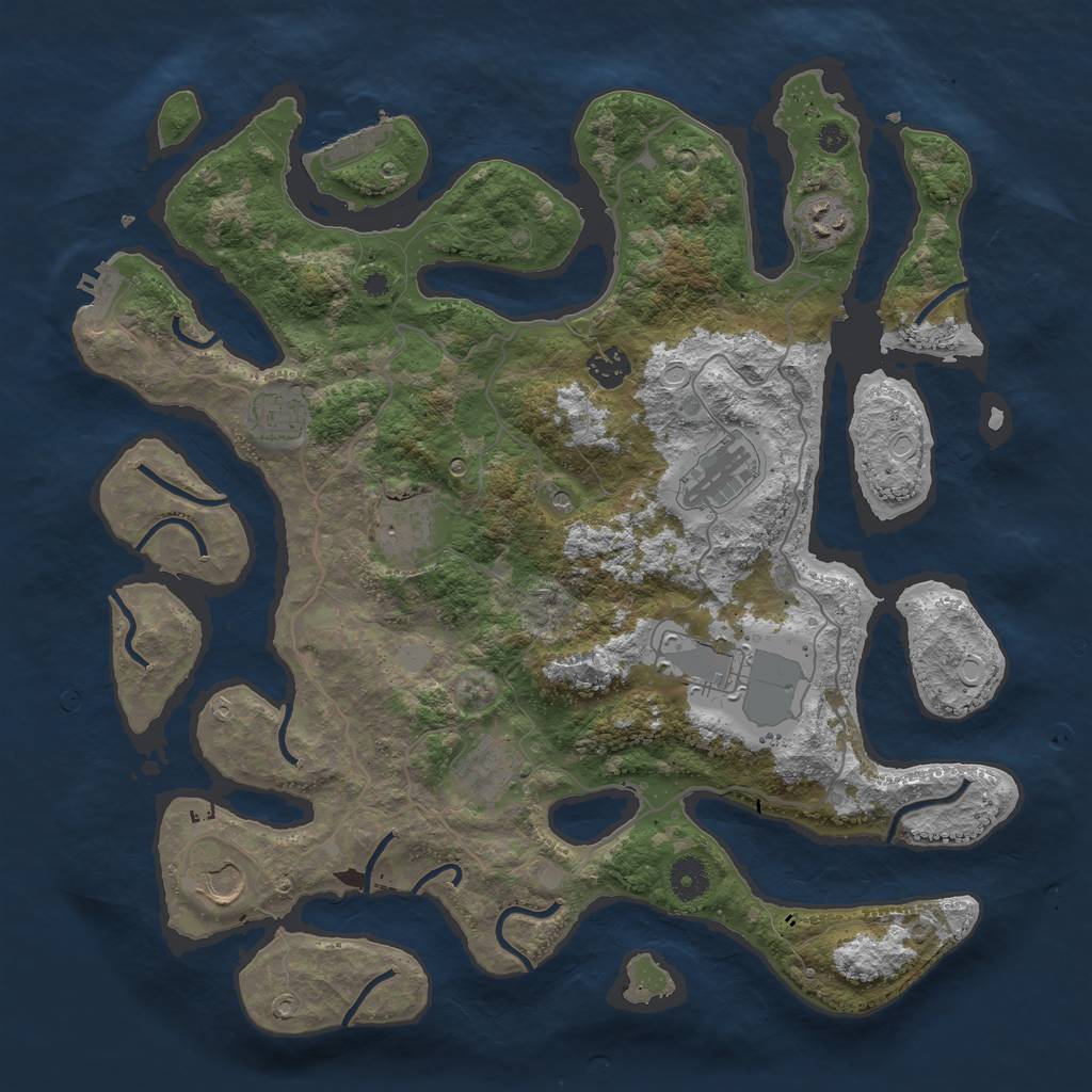 Rust Map: Procedural Map, Size: 4000, Seed: 554975, 16 Monuments