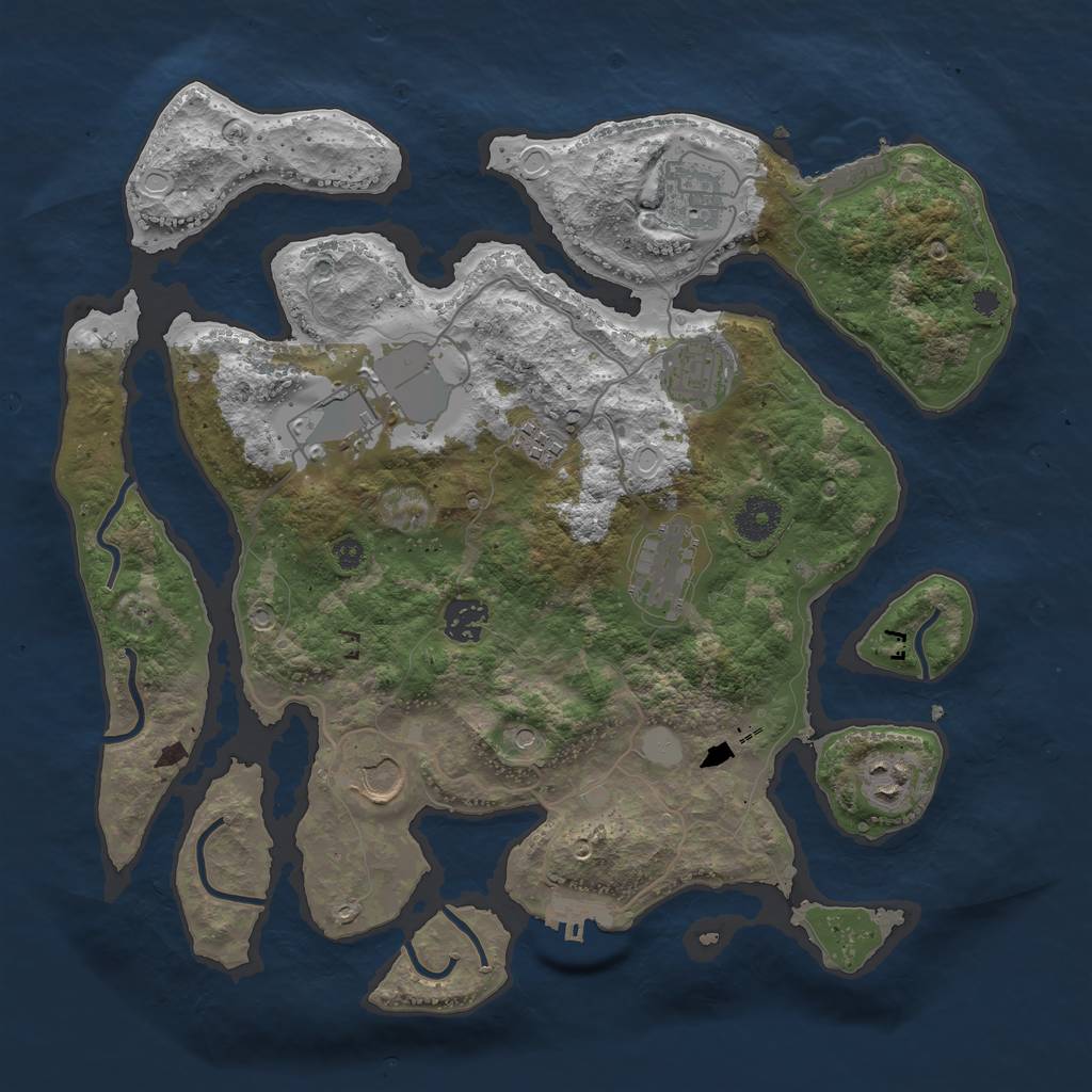 Rust Map: Procedural Map, Size: 3600, Seed: 1915582100, 16 Monuments