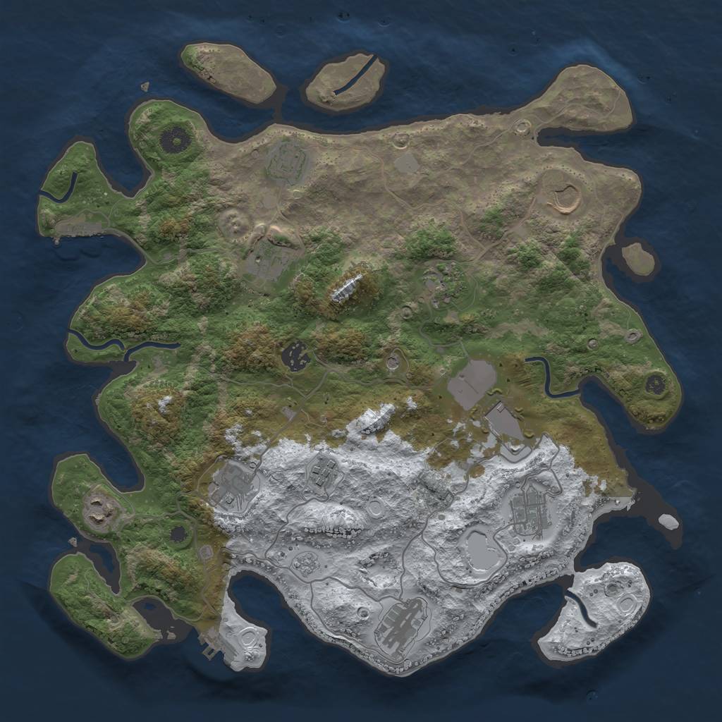 Rust Map: Procedural Map, Size: 3800, Seed: 594539, 20 Monuments