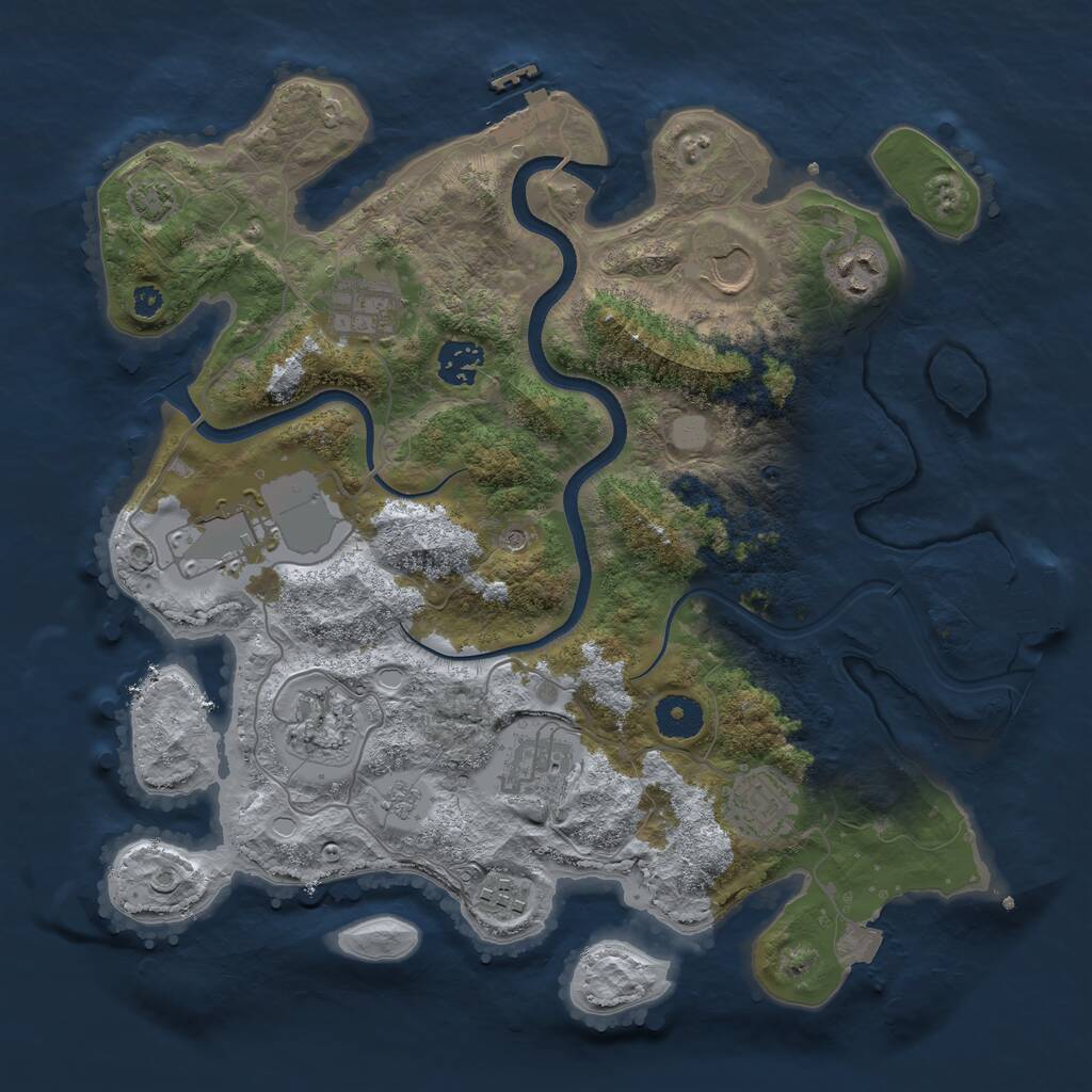 Rust Map: Procedural Map, Size: 3550, Seed: 64975, 15 Monuments