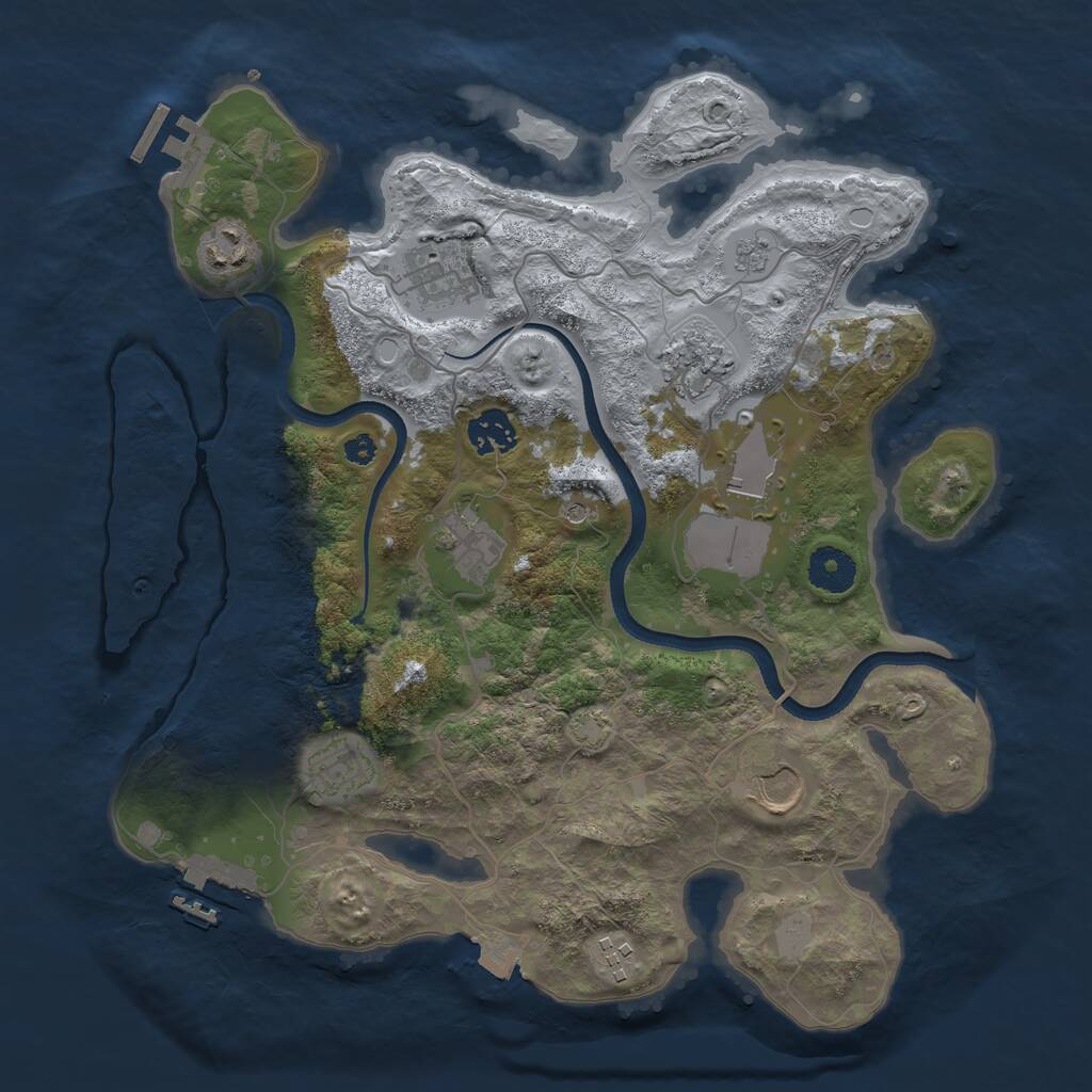 Rust Map: Procedural Map, Size: 3500, Seed: 17249337, 15 Monuments