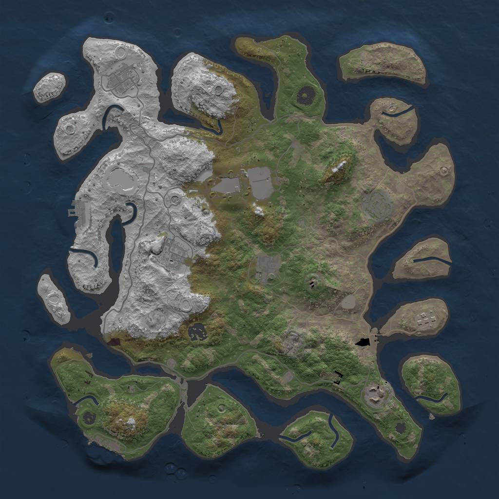 Rust Map: Procedural Map, Size: 4000, Seed: 700463227, 16 Monuments