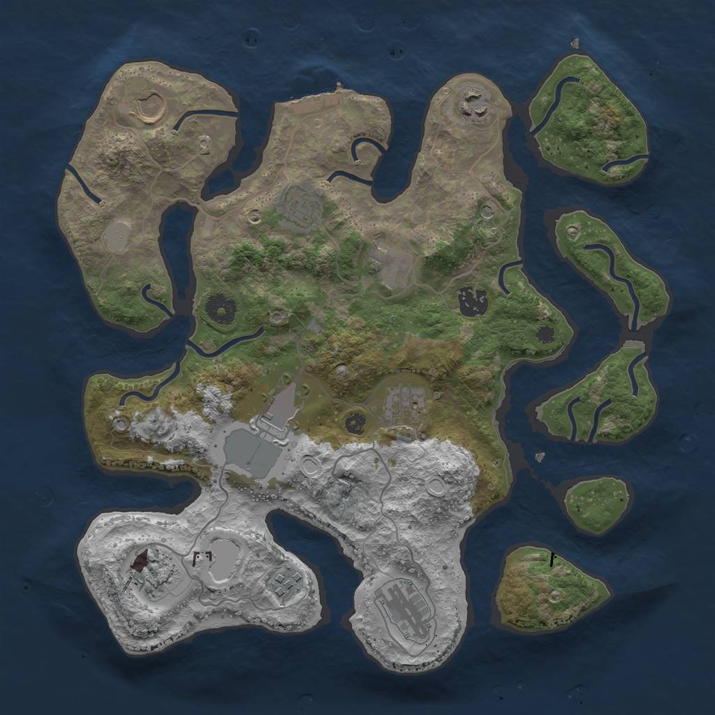 Rust Map: Procedural Map, Size: 3500, Seed: 896907864, 17 Monuments