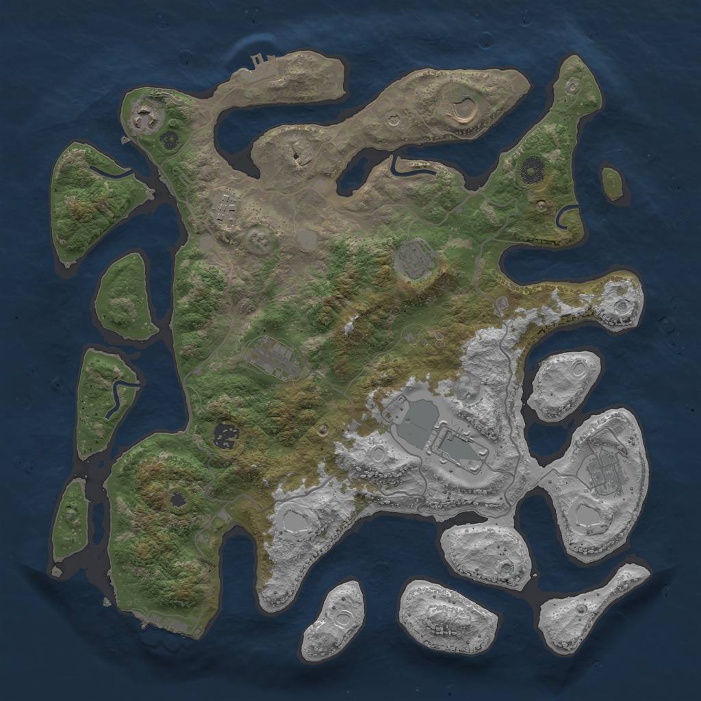 Rust Map: Procedural Map, Size: 4000, Seed: 812920, 16 Monuments