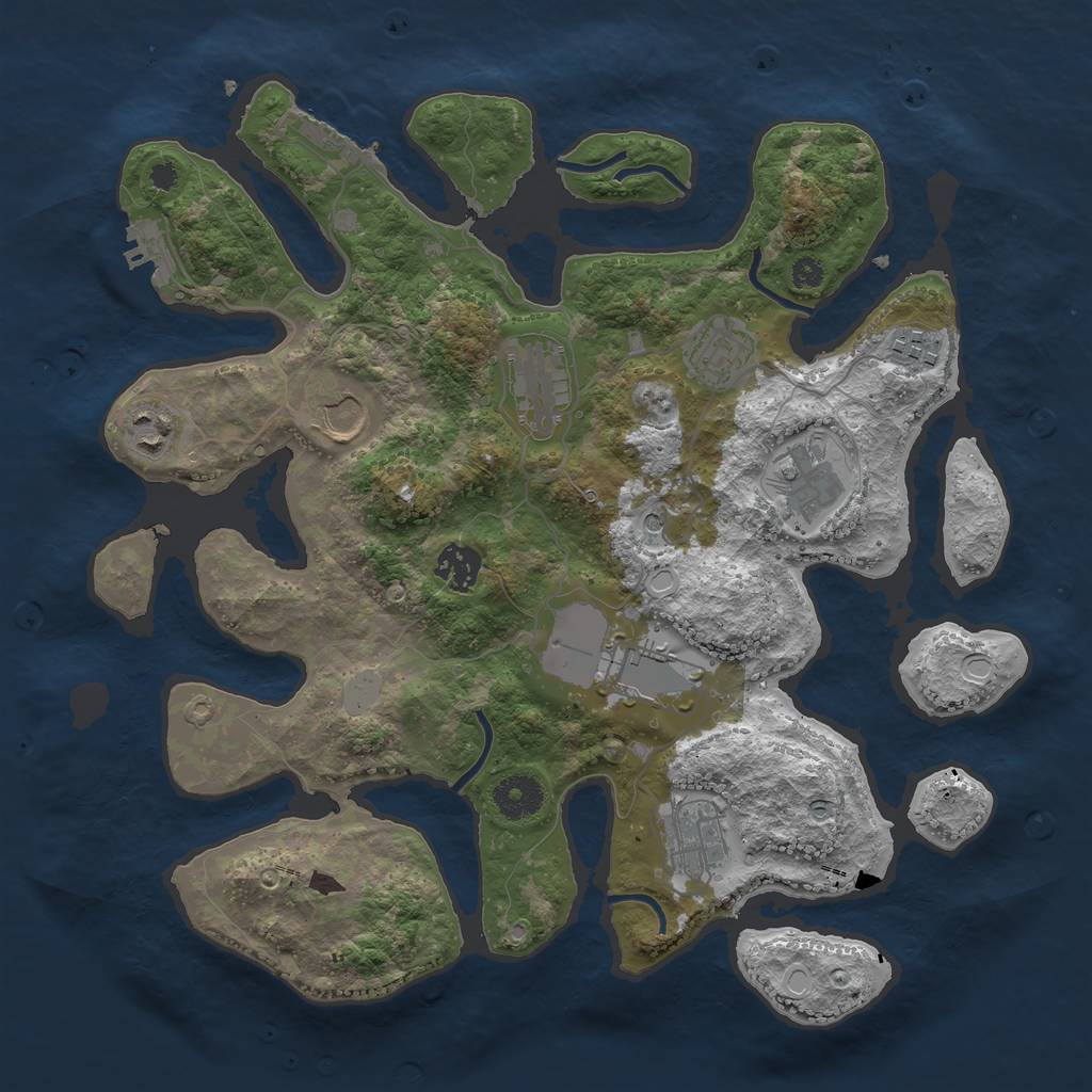 Rust Map: Procedural Map, Size: 3550, Seed: 492884, 17 Monuments