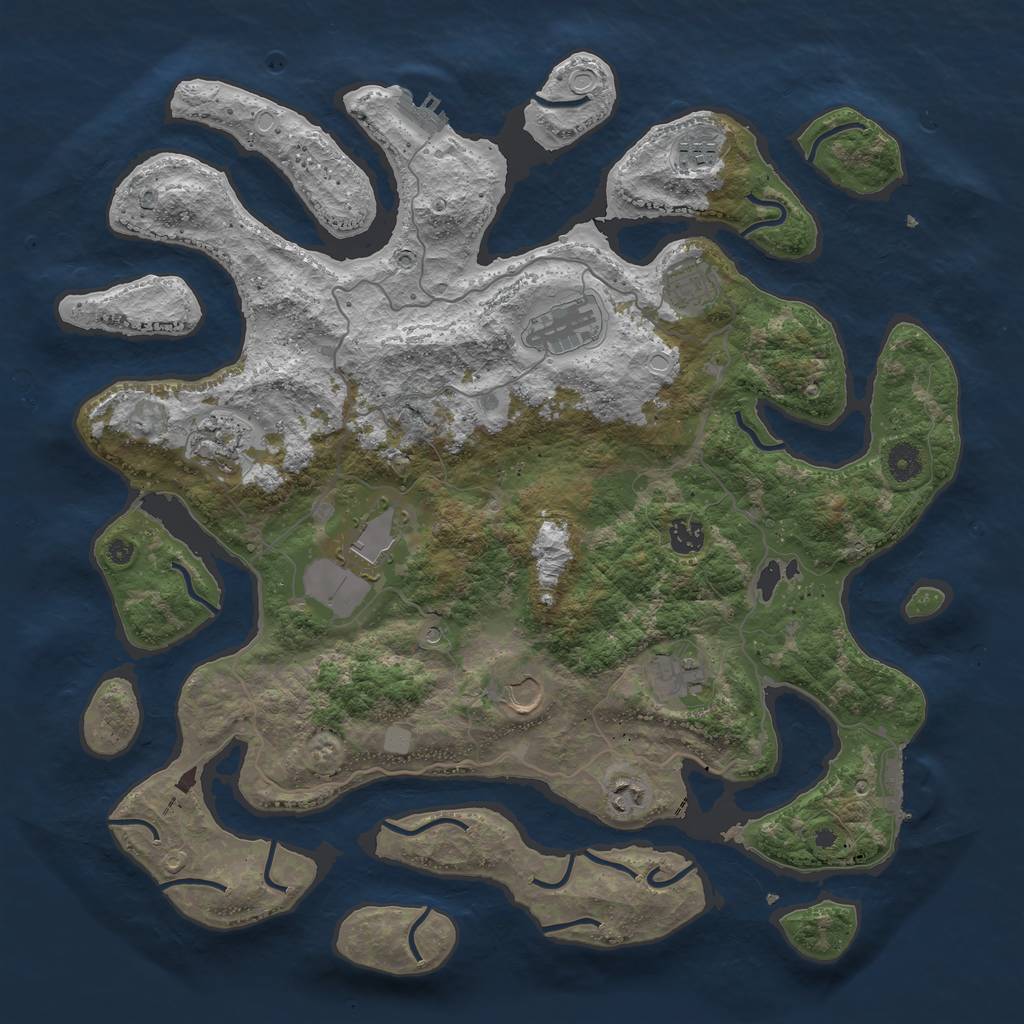 Rust Map: Procedural Map, Size: 4250, Seed: 1967268418, 17 Monuments