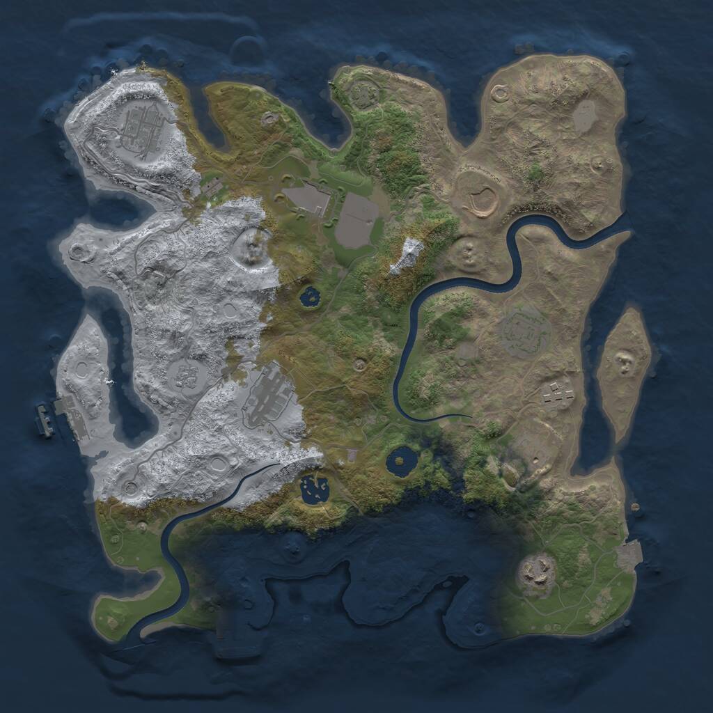 Rust Map: Procedural Map, Size: 3550, Seed: 418085, 15 Monuments