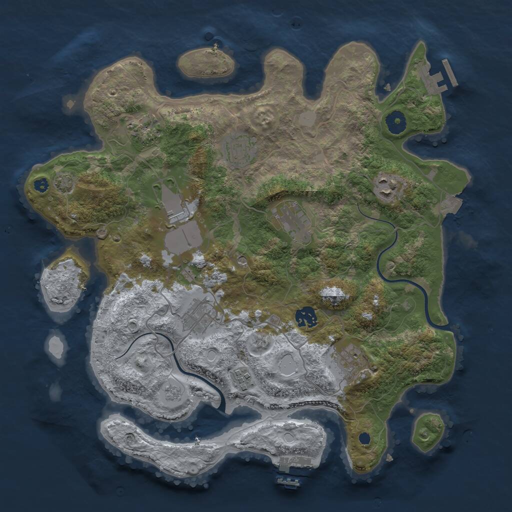 Rust Map: Procedural Map, Size: 3550, Seed: 672526, 15 Monuments