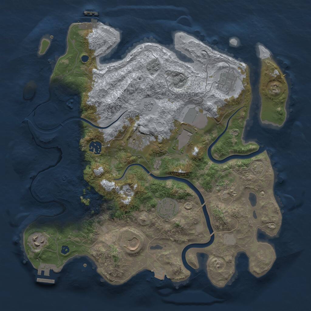 Rust Map: Procedural Map, Size: 3550, Seed: 342223, 15 Monuments