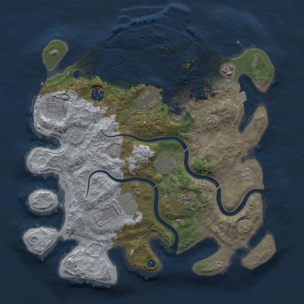 Rust Map: Procedural Map, Size: 3550, Seed: 335769, 13 Monuments