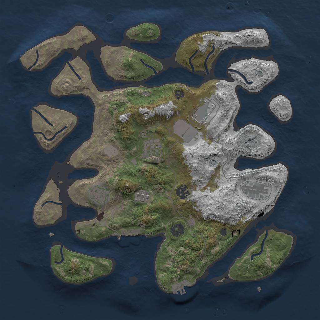 Rust Map: Procedural Map, Size: 3550, Seed: 459971, 14 Monuments