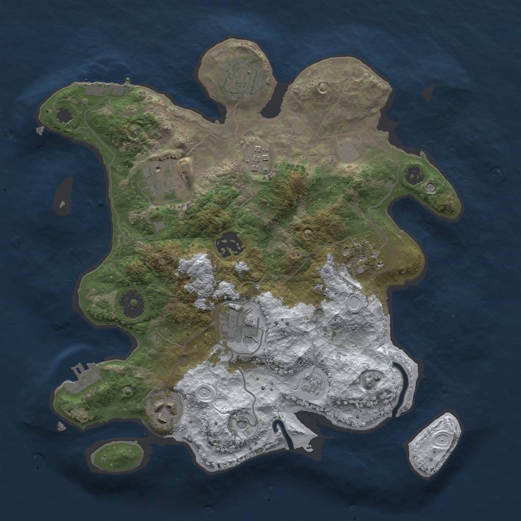 Rust Map: Procedural Map, Size: 3000, Seed: 703334, 16 Monuments