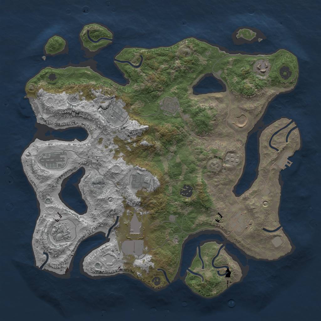 Rust Map: Procedural Map, Size: 3800, Seed: 1219836915, 19 Monuments