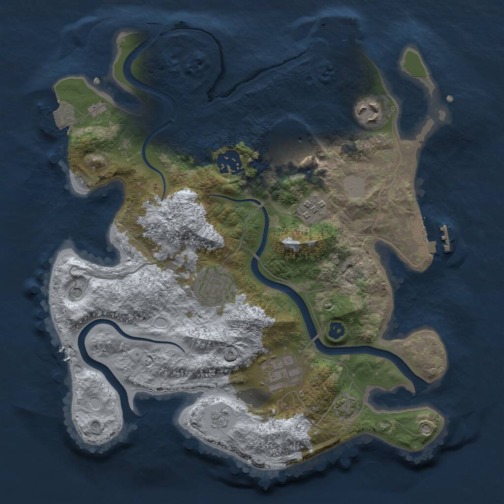 Rust Map: Procedural Map, Size: 3000, Seed: 6590975, 12 Monuments