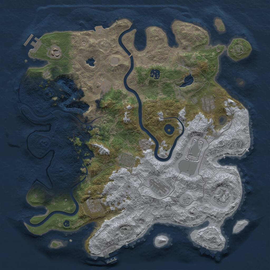 Rust Map: Procedural Map, Size: 4000, Seed: 346383, 16 Monuments