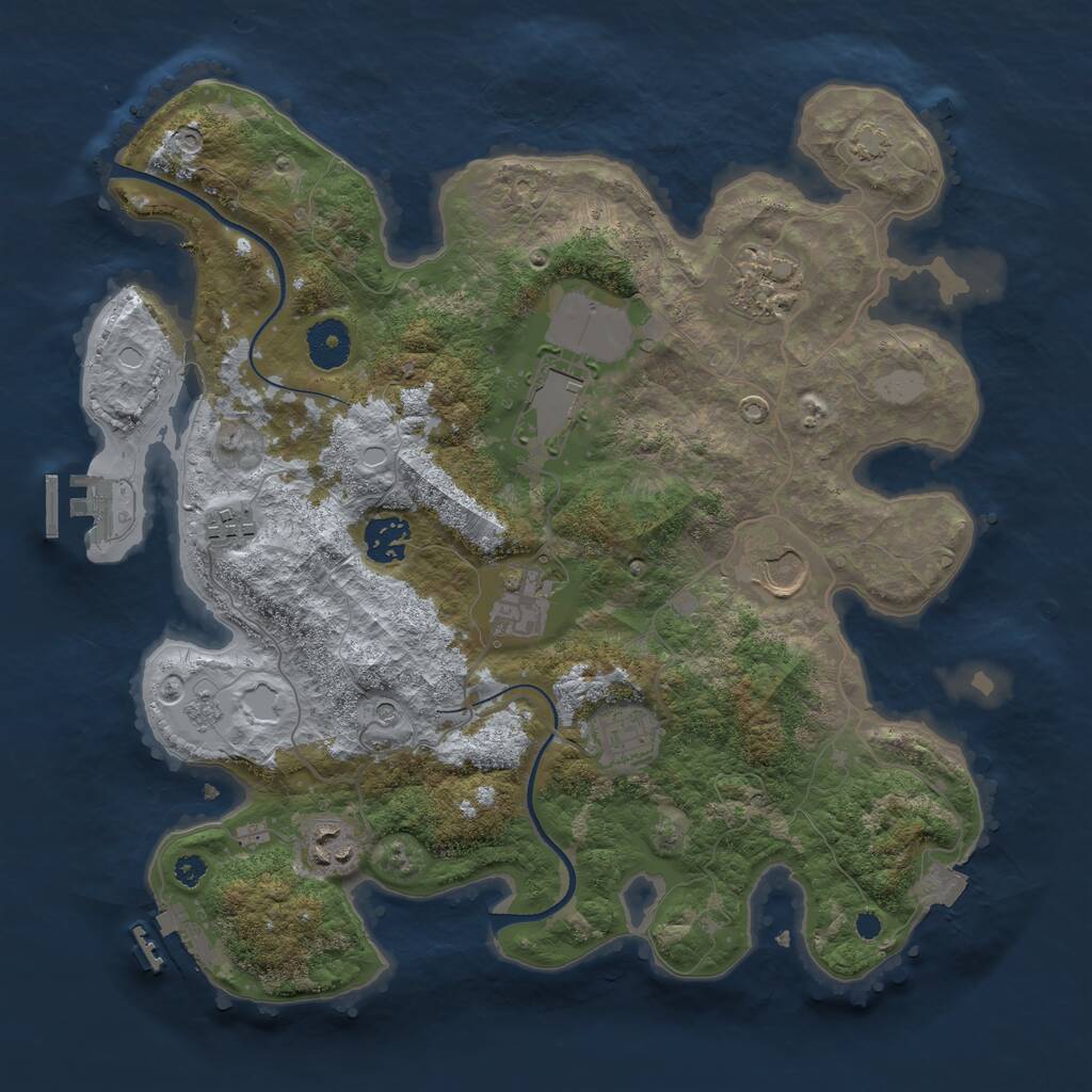 Rust Map: Procedural Map, Size: 3500, Seed: 4517791, 14 Monuments