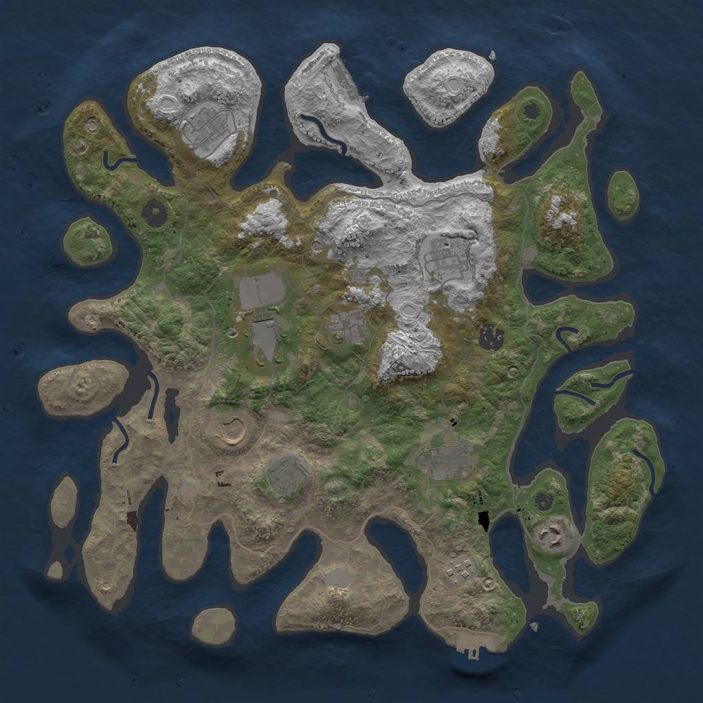 Rust Map: Procedural Map, Size: 4000, Seed: 471872, 18 Monuments