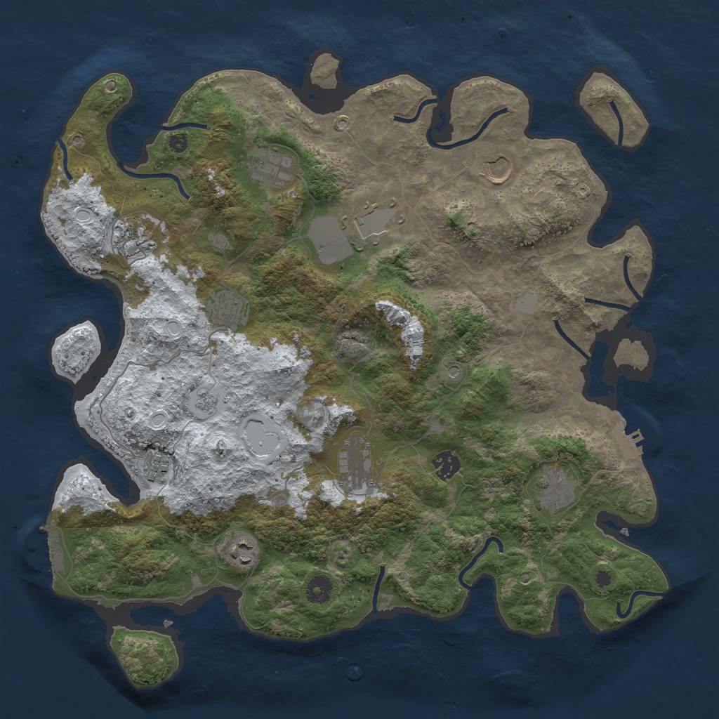 Rust Map: Procedural Map, Size: 3950, Seed: 793143713, 19 Monuments