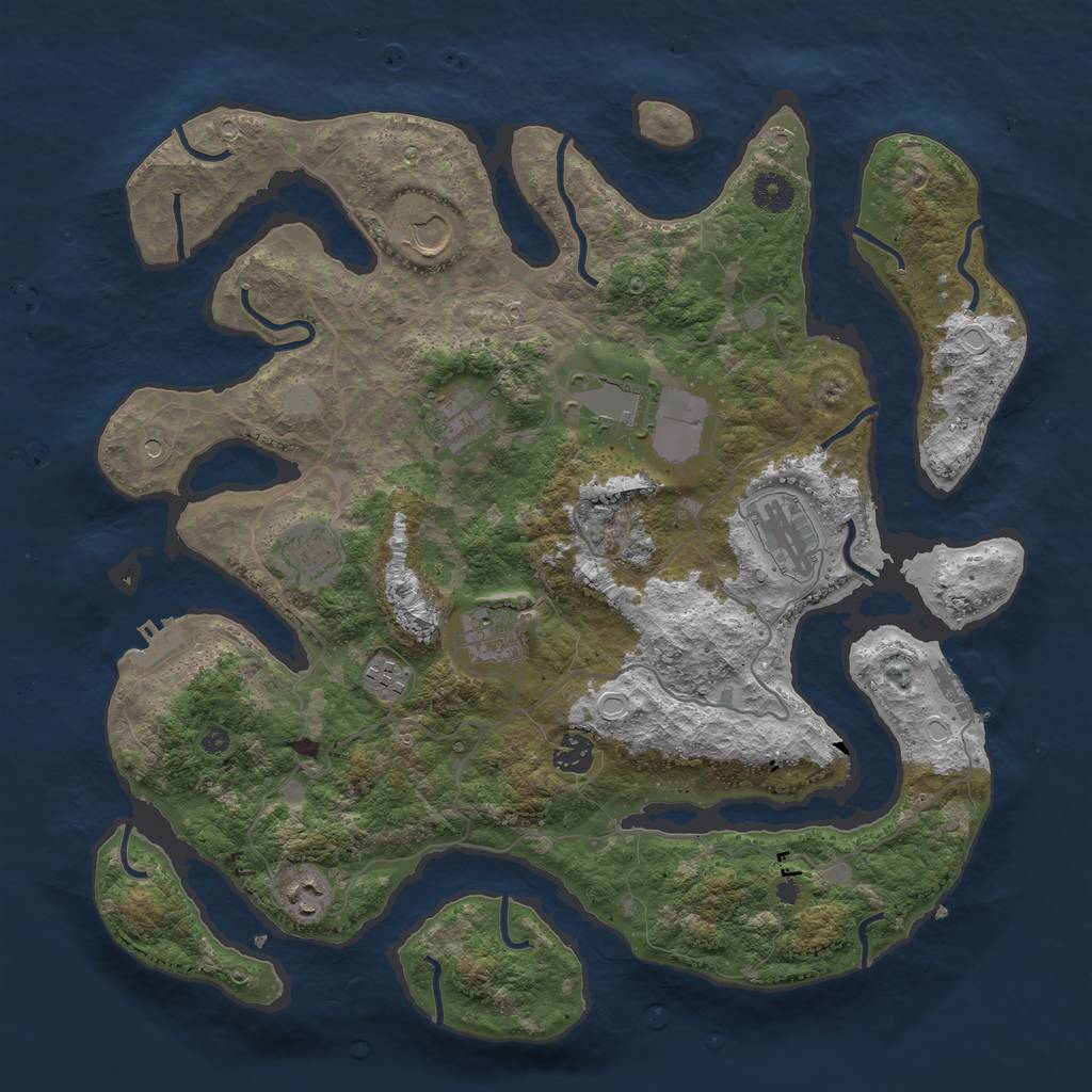 Rust Map: Procedural Map, Size: 4000, Seed: 938315, 17 Monuments