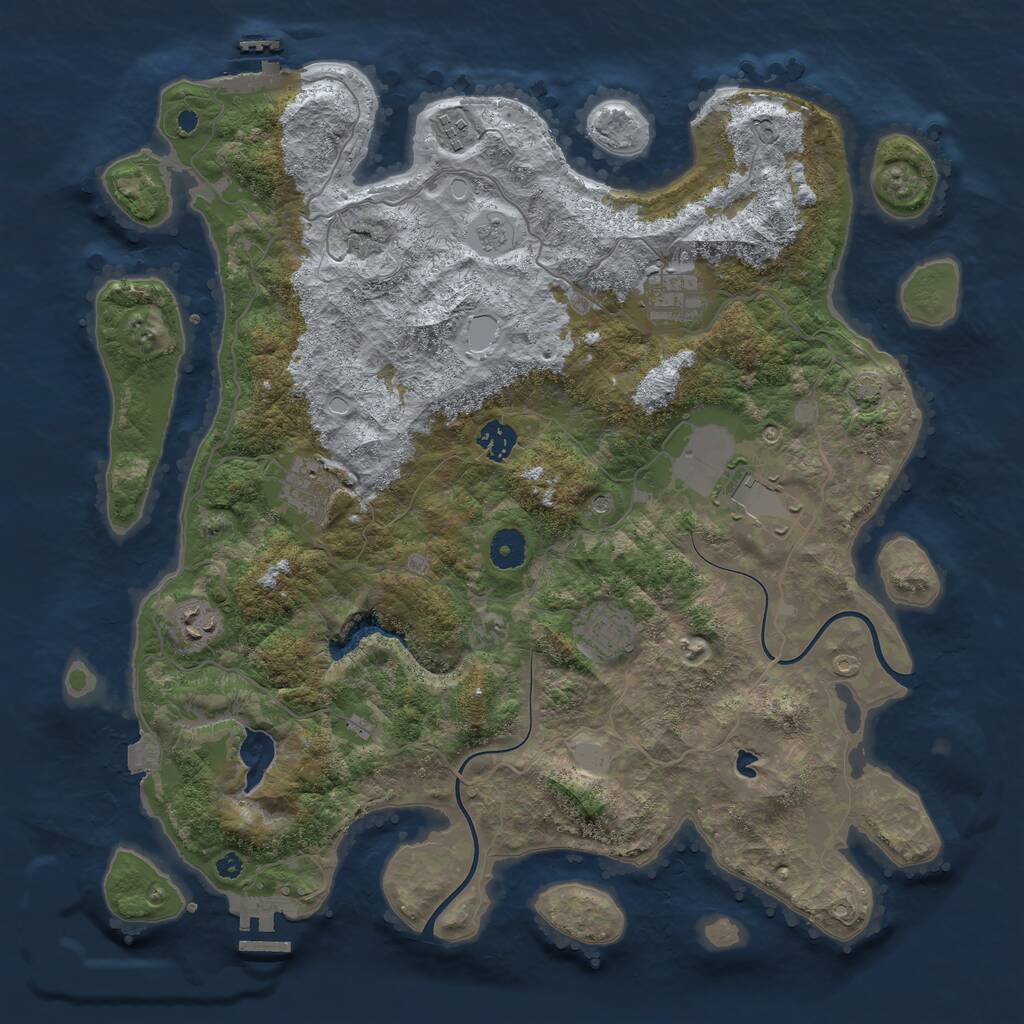 Rust Map: Procedural Map, Size: 4000, Seed: 388431, 13 Monuments