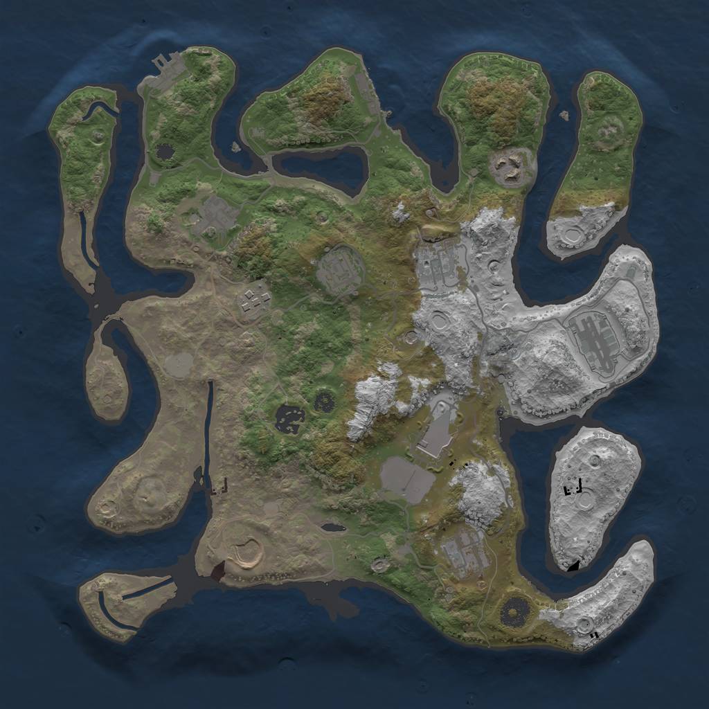 Rust Map: Procedural Map, Size: 3550, Seed: 870856, 18 Monuments