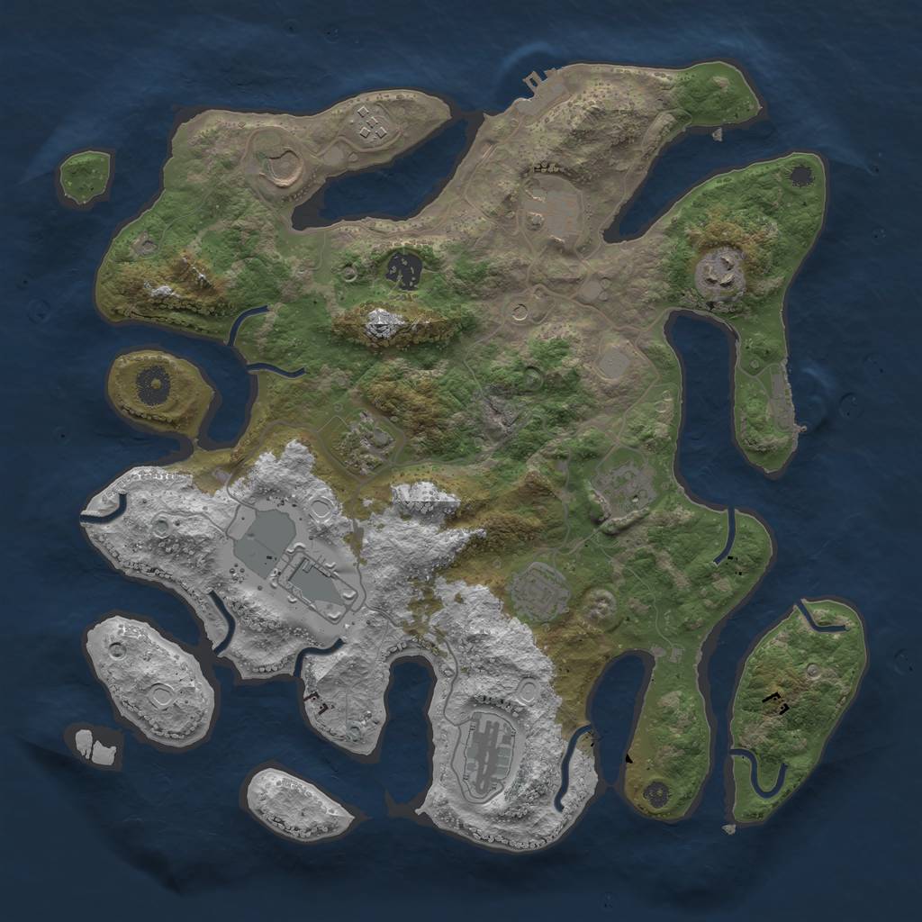 Rust Map: Procedural Map, Size: 3750, Seed: 1446098349, 18 Monuments