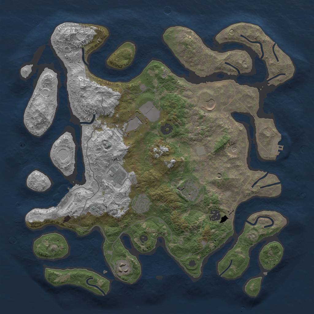 Rust Map: Procedural Map, Size: 4000, Seed: 400662, 16 Monuments