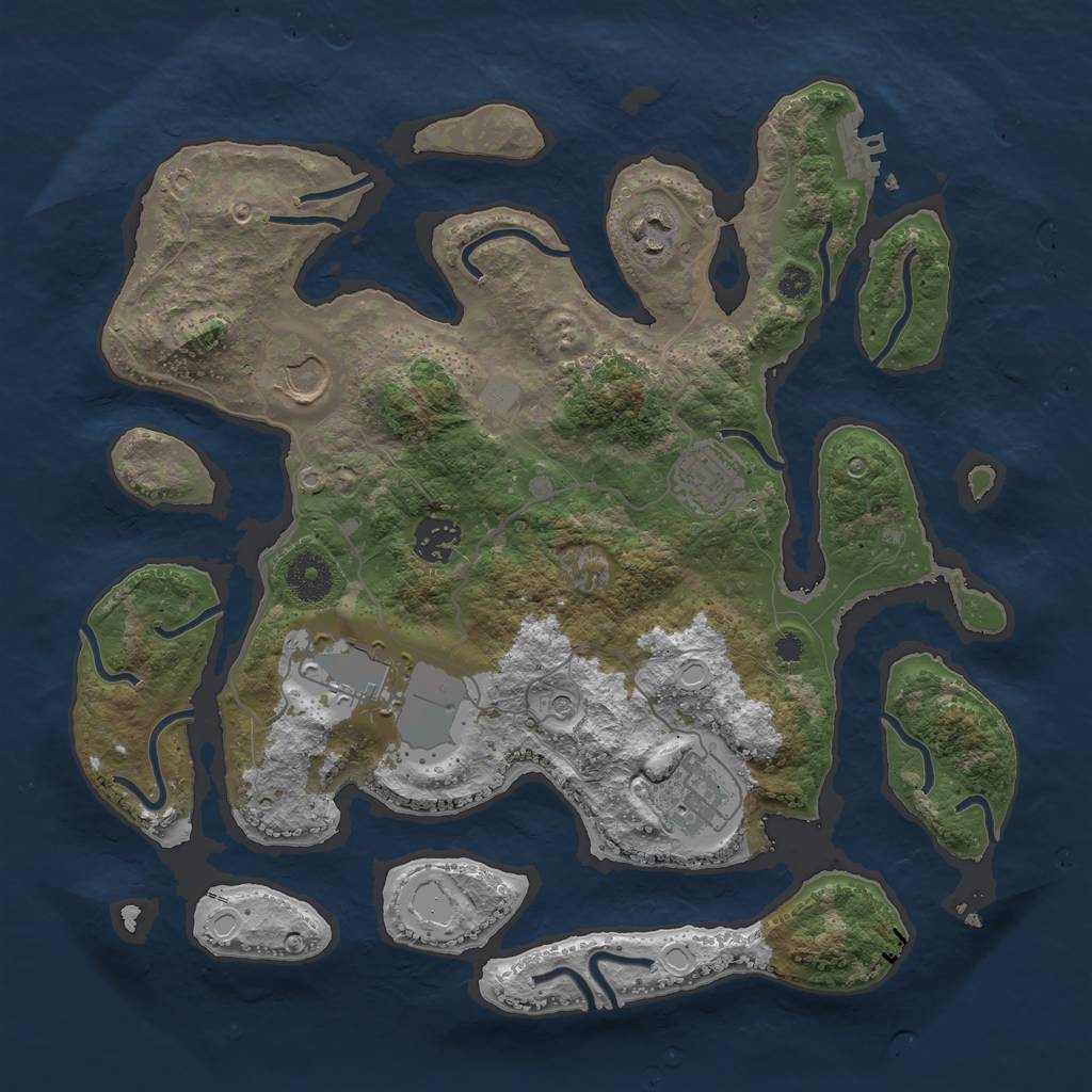 Rust Map: Procedural Map, Size: 3500, Seed: 59663, 13 Monuments