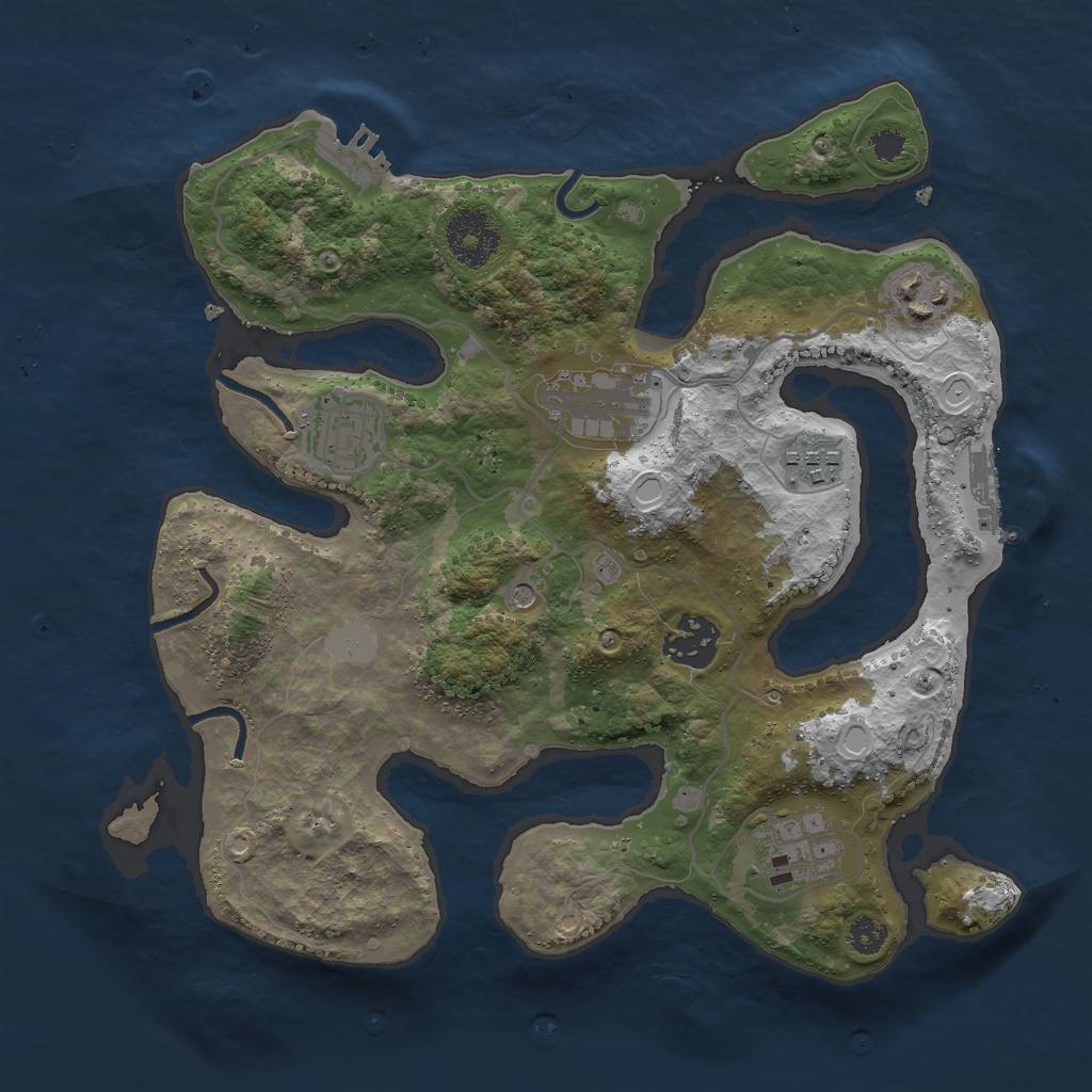 Rust Map: Procedural Map, Size: 3000, Seed: 515555, 14 Monuments