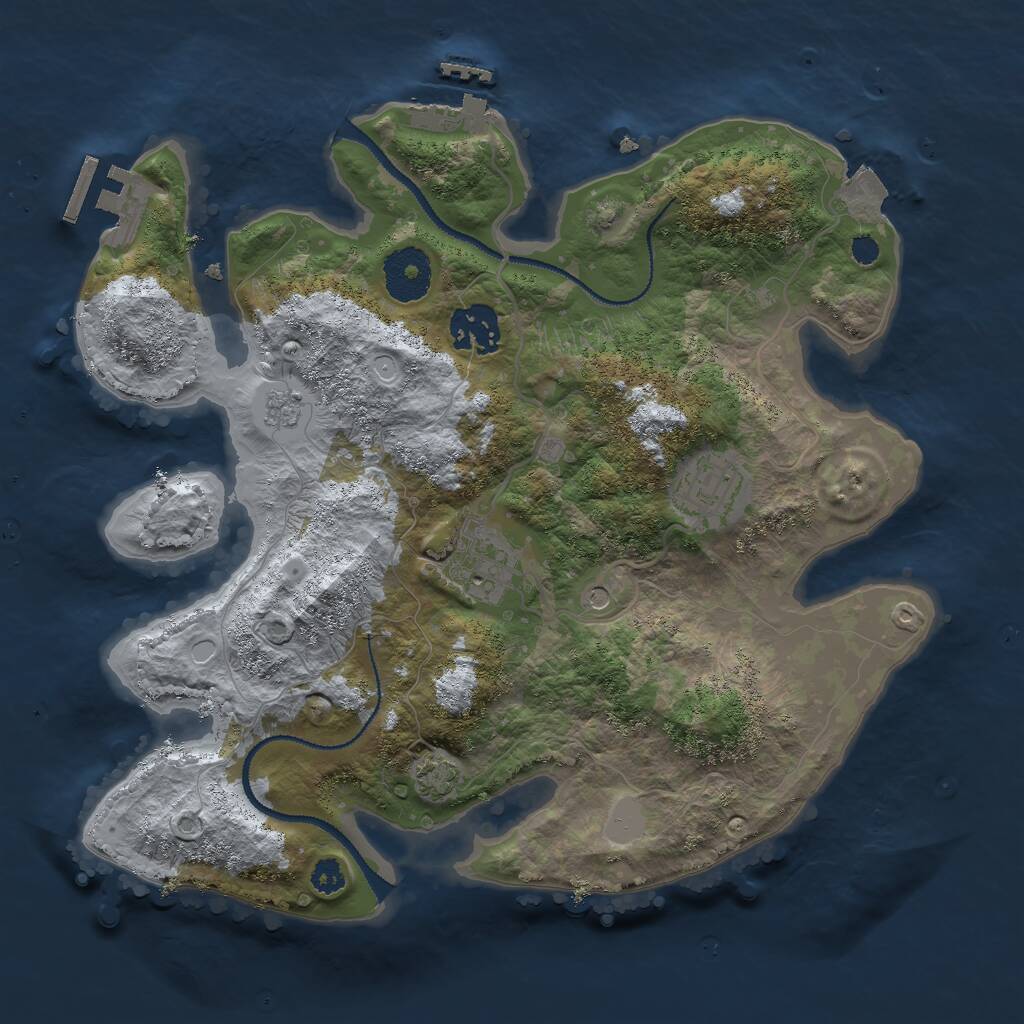 Rust Map: Procedural Map, Size: 3000, Seed: 551434, 9 Monuments