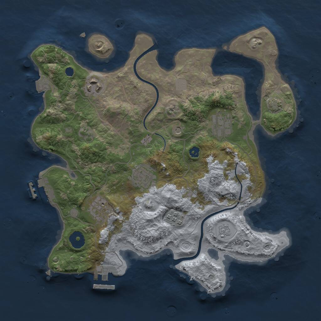 Rust Map: Procedural Map, Size: 3000, Seed: 398888, 11 Monuments