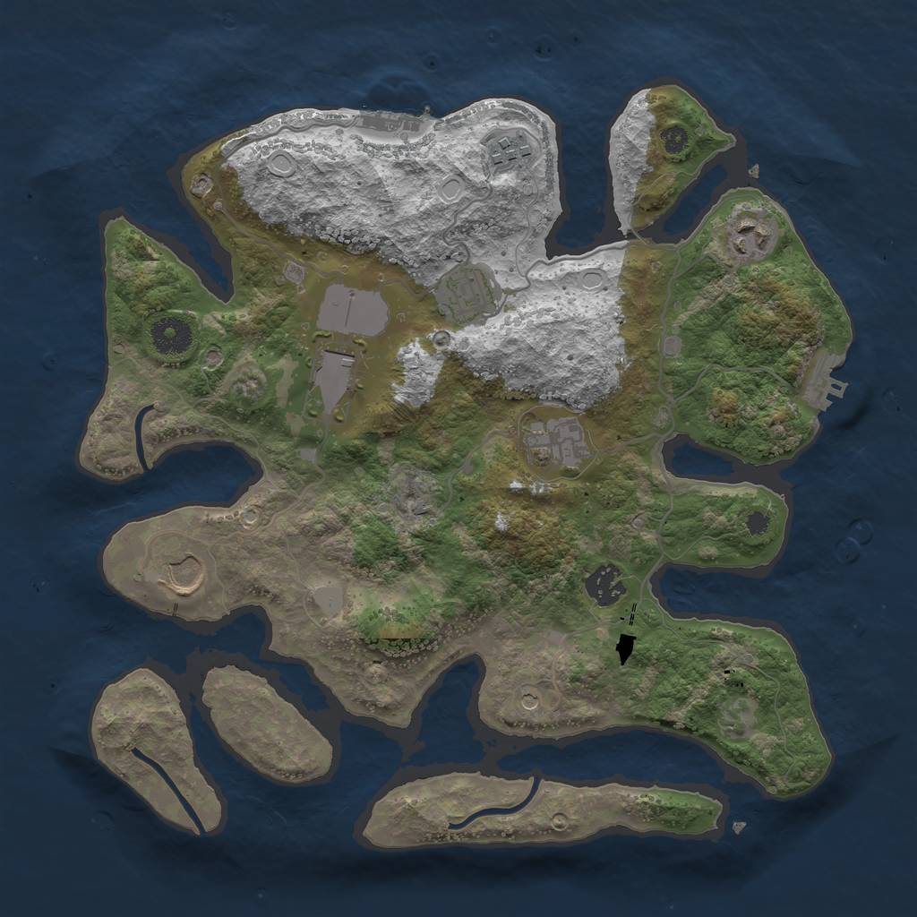 Rust Map: Procedural Map, Size: 3500, Seed: 1352152, 15 Monuments