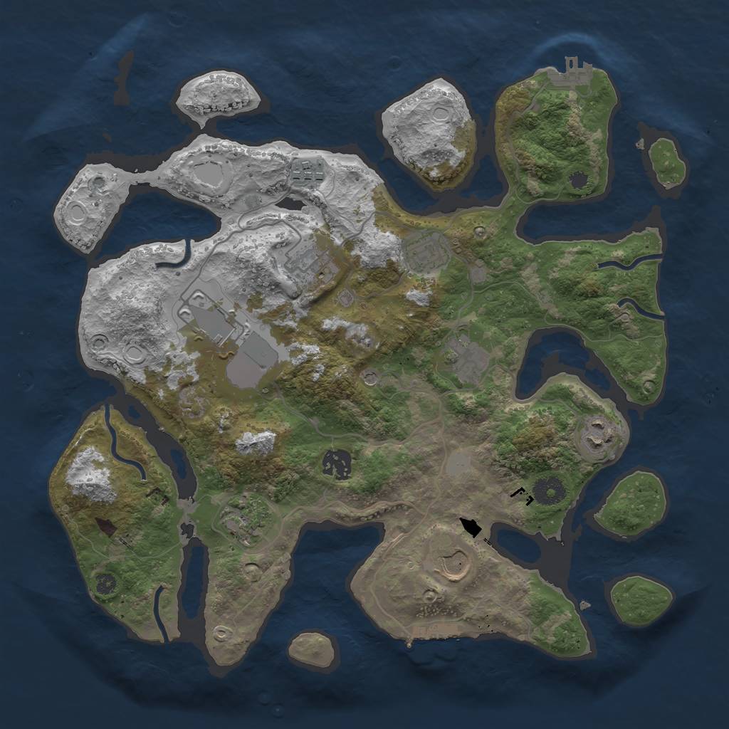 Rust Map: Procedural Map, Size: 3550, Seed: 628841, 17 Monuments