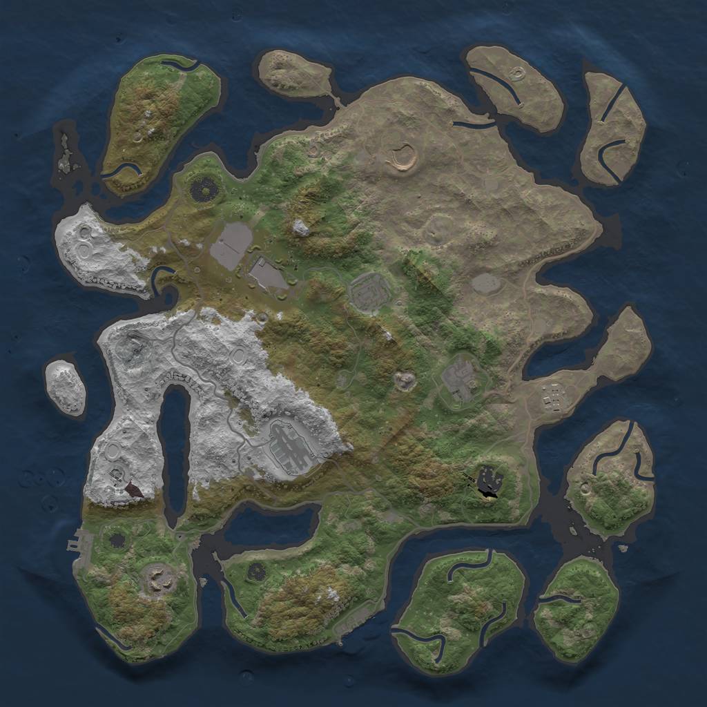 Rust Map: Procedural Map, Size: 4000, Seed: 6749, 16 Monuments