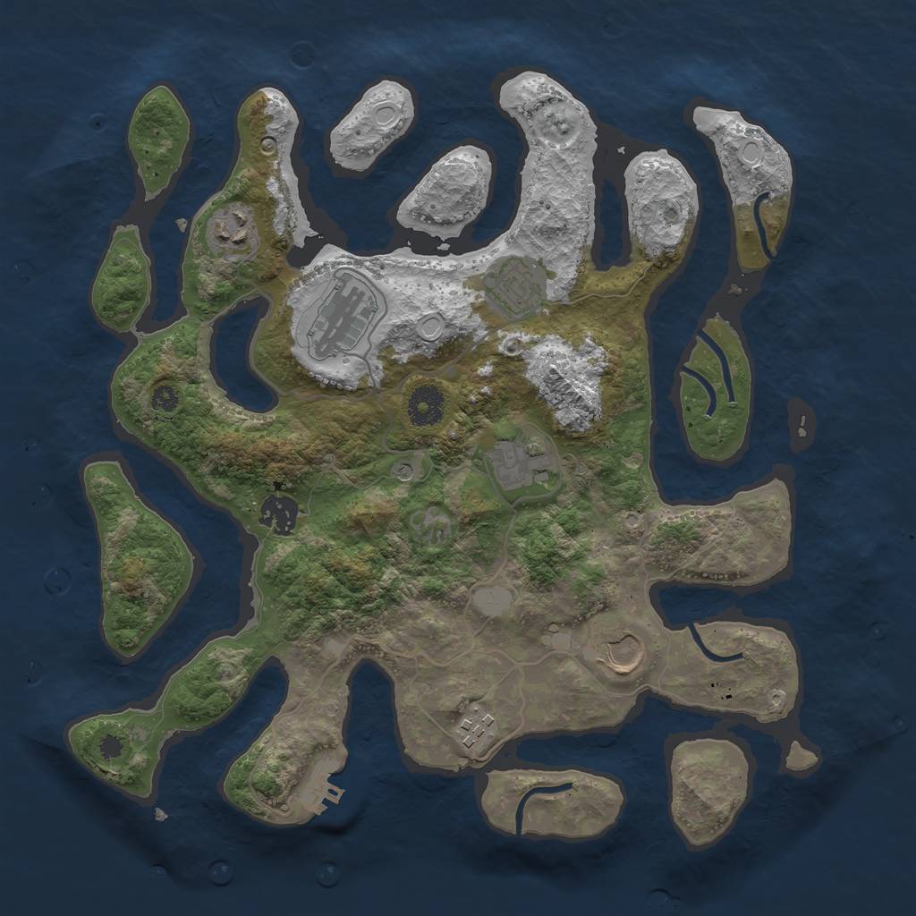 Rust Map: Procedural Map, Size: 3500, Seed: 396605, 14 Monuments