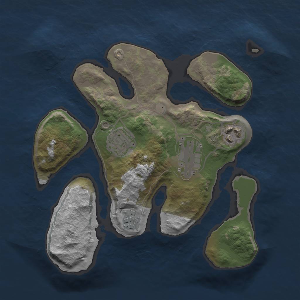 Rust Map: Barren, Size: 2400, Seed: 21341234, 6 Monuments