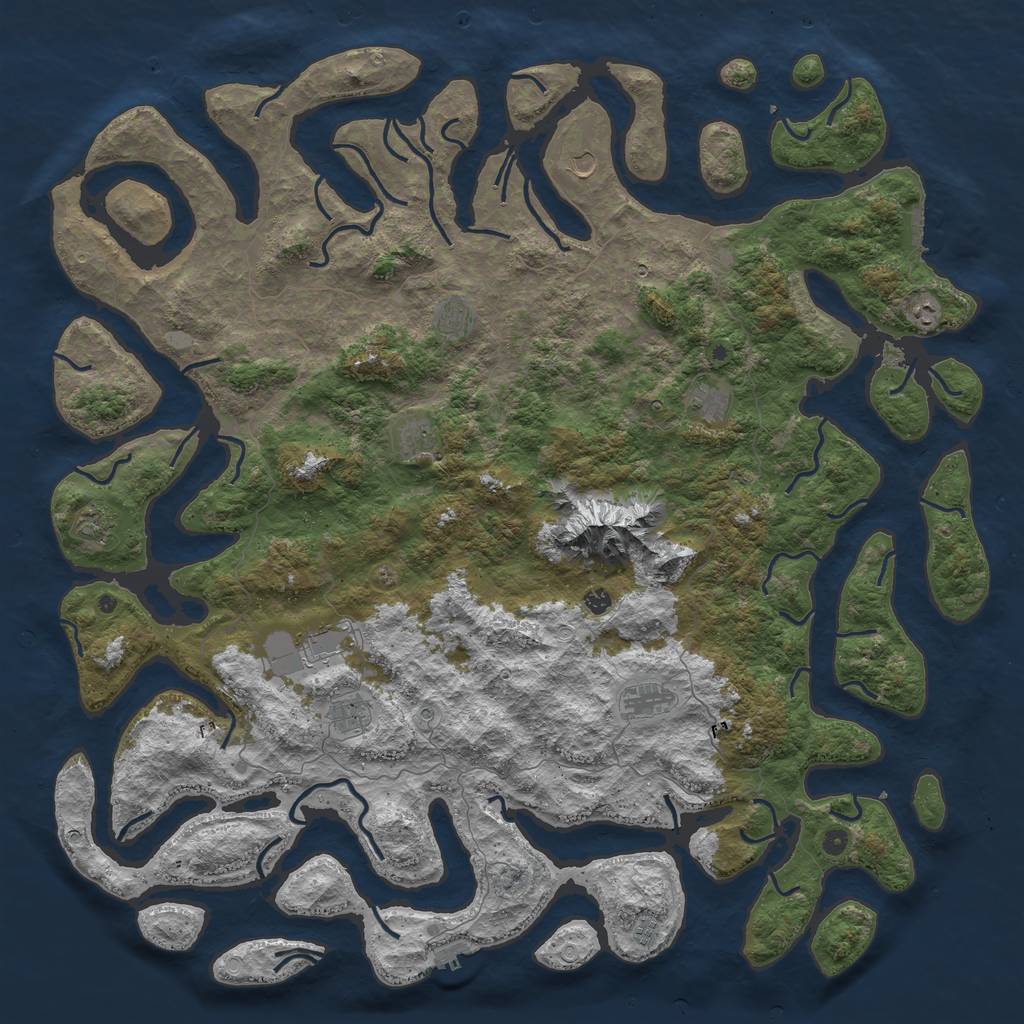 Rust Map: Procedural Map, Size: 6000, Seed: 214474, 19 Monuments