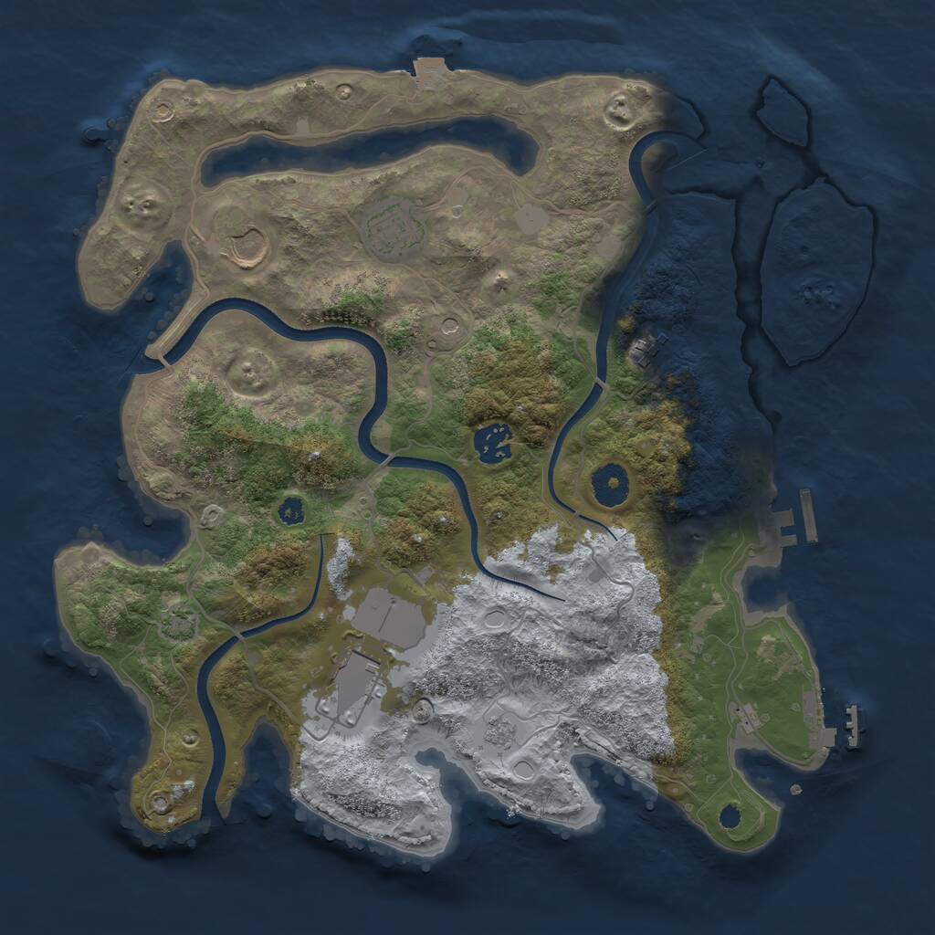 Rust Map: Procedural Map, Size: 3500, Seed: 534975520, 11 Monuments
