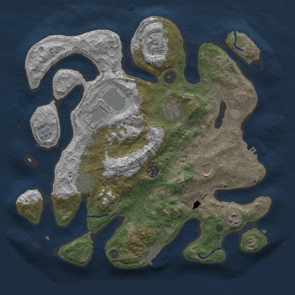 Rust Map: Procedural Map, Size: 3500, Seed: 5431410, 16 Monuments