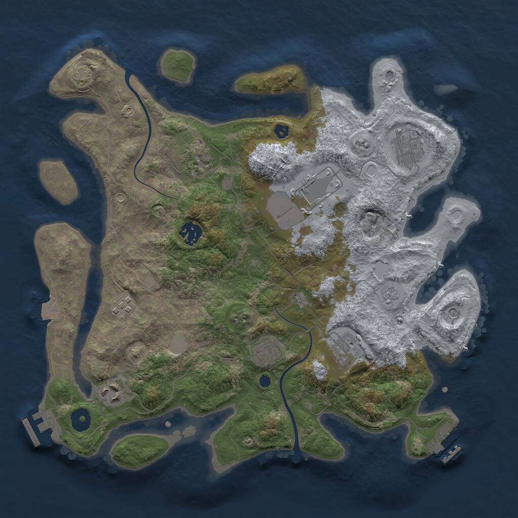 Rust Map: Procedural Map, Size: 3550, Seed: 806214, 14 Monuments