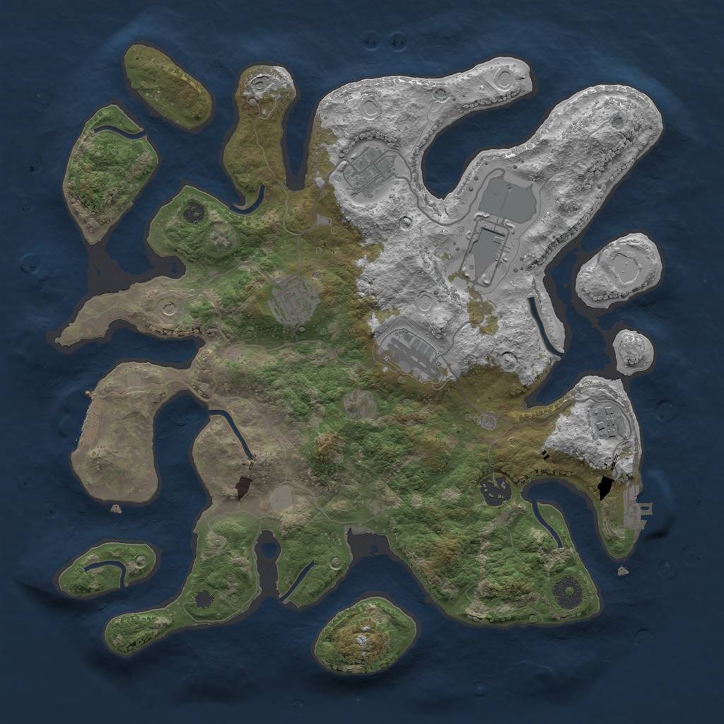 Rust Map: Procedural Map, Size: 3550, Seed: 18193, 14 Monuments