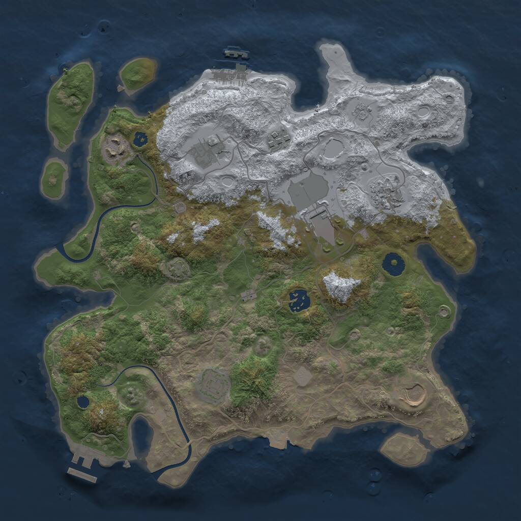 Rust Map: Procedural Map, Size: 3500, Seed: 4824698, 13 Monuments