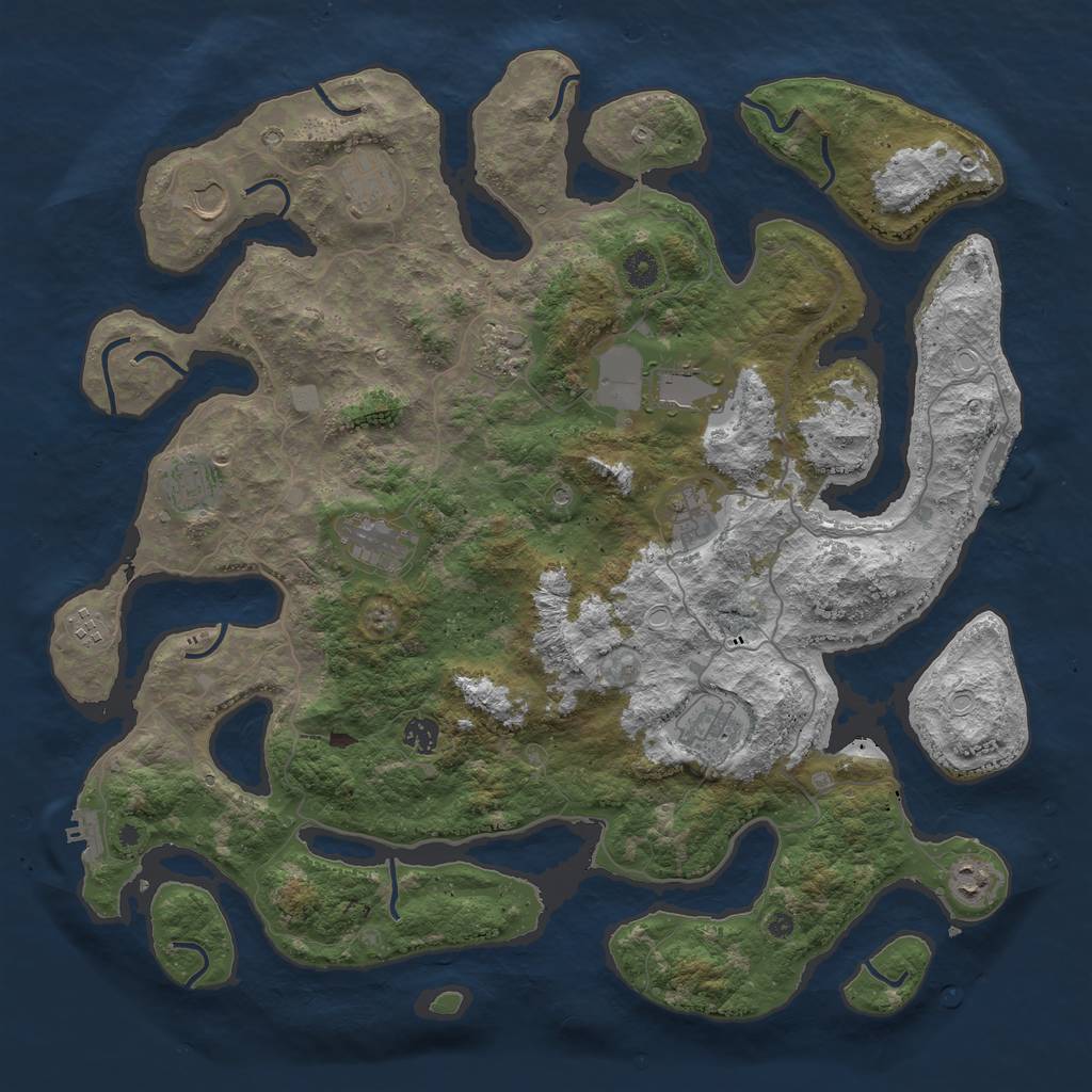 Rust Map: Procedural Map, Size: 4500, Seed: 602145760, 19 Monuments