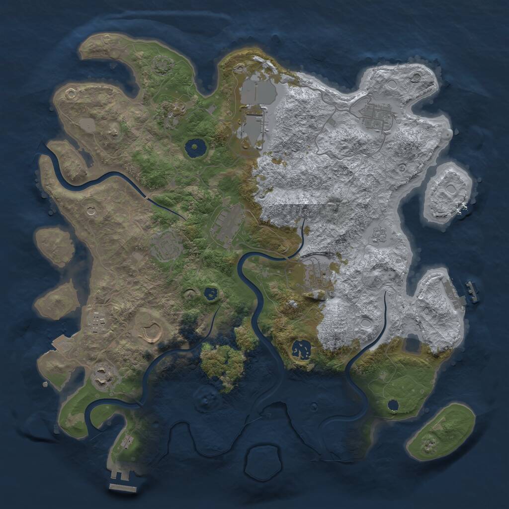 Rust Map: Procedural Map, Size: 3800, Seed: 1285490721, 16 Monuments